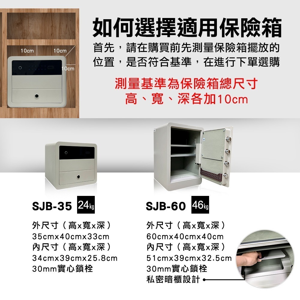 QNN巧能 SJB-35保險箱(指紋/密碼/鑰匙)-細節圖6