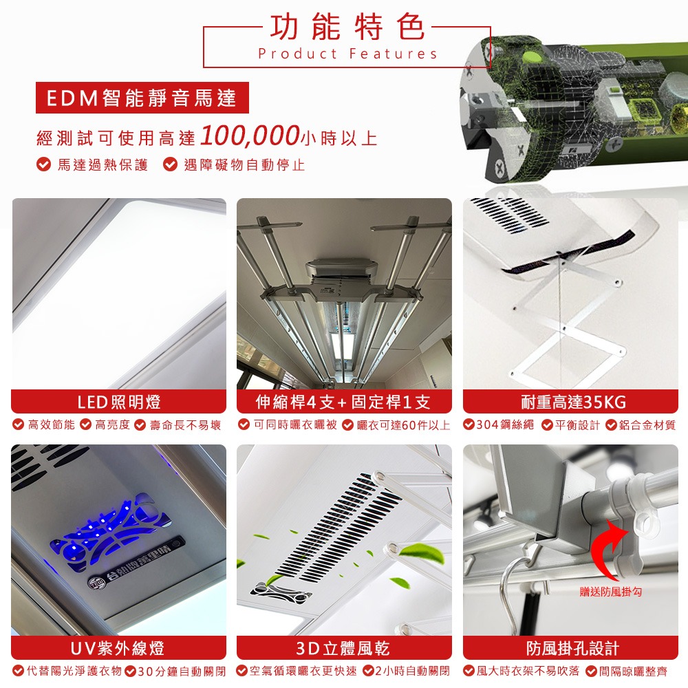 台熱牌萬里晴電動遙控升降曬衣機TCM-240SS+-細節圖4