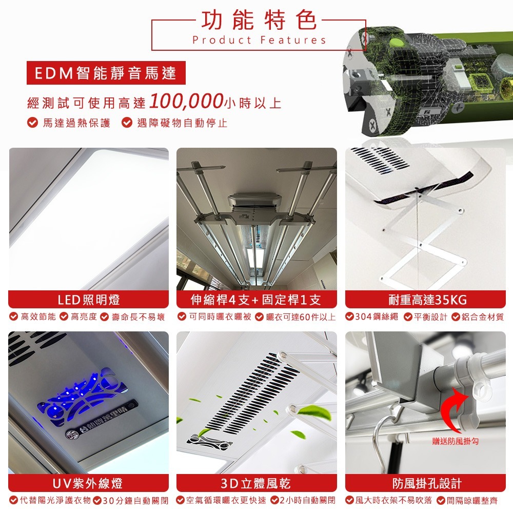 台熱牌萬里晴電動遙控升降曬衣機TCM-240SS+-細節圖4