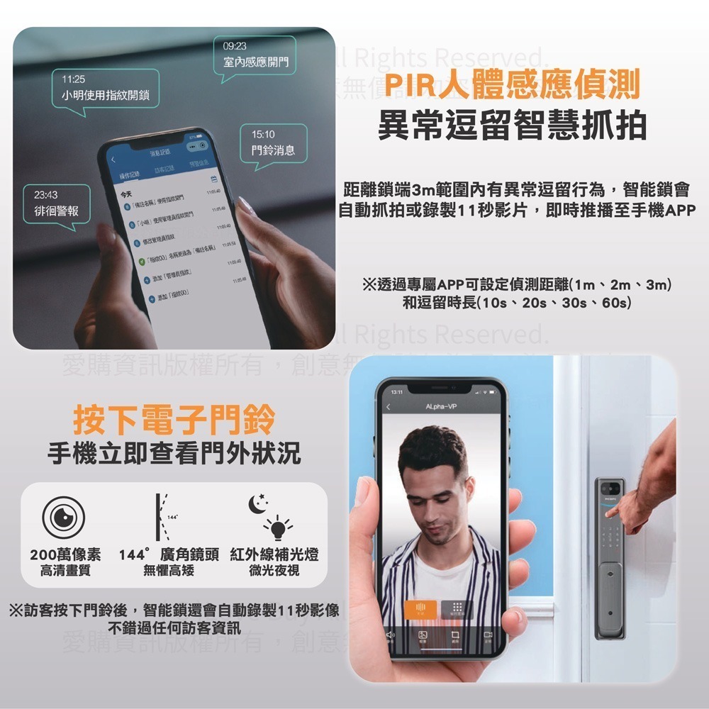 PHILIPS飛利浦 ALPHA-VP 可視推拉式電子鎖(指紋/卡片/密碼/鑰匙/遠端密碼)(附基本安裝)-細節圖4