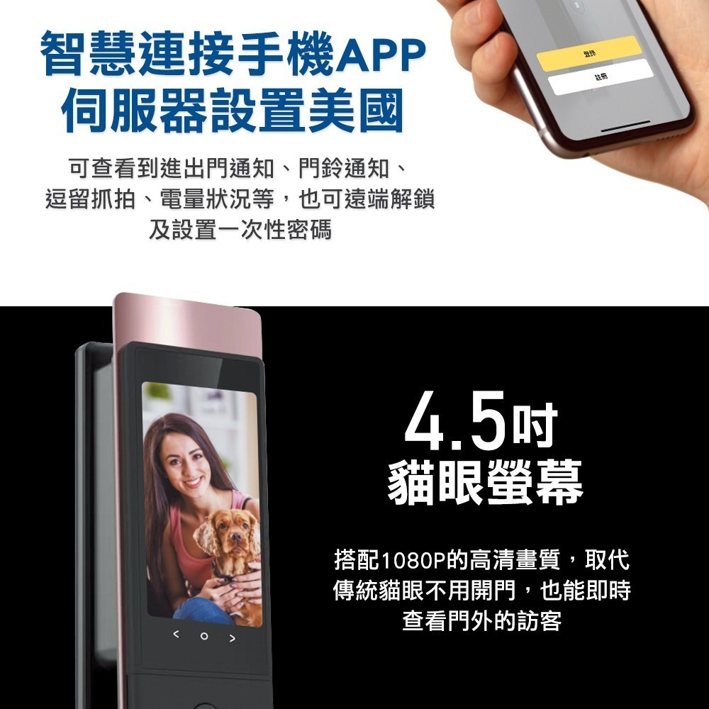 3E小島快鎖TX 推拉式電子鎖(人臉/掌靜脈/密碼/卡片/鑰匙/指紋/遠端/雙鏡頭)(附基本安裝)-細節圖5