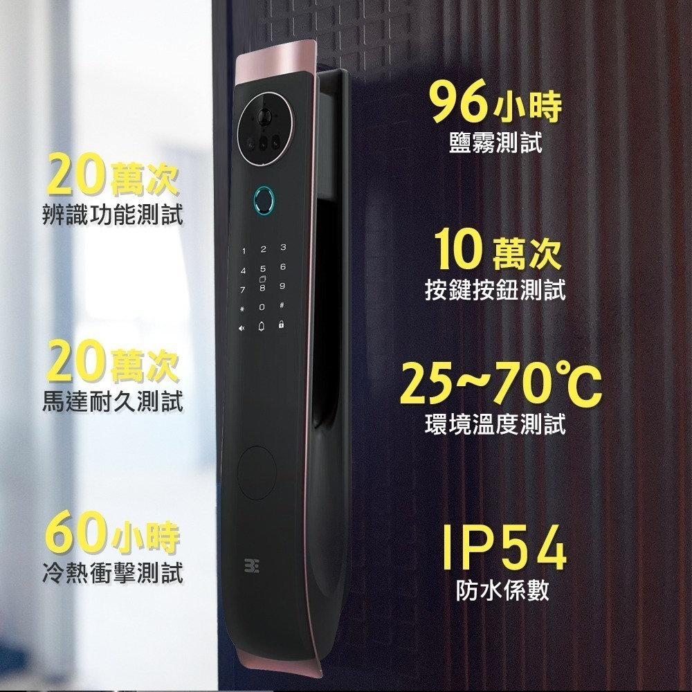 3E小島快鎖TX 推拉式電子鎖(人臉/掌靜脈/密碼/卡片/鑰匙/指紋/遠端/雙鏡頭)(附基本安裝)-細節圖9