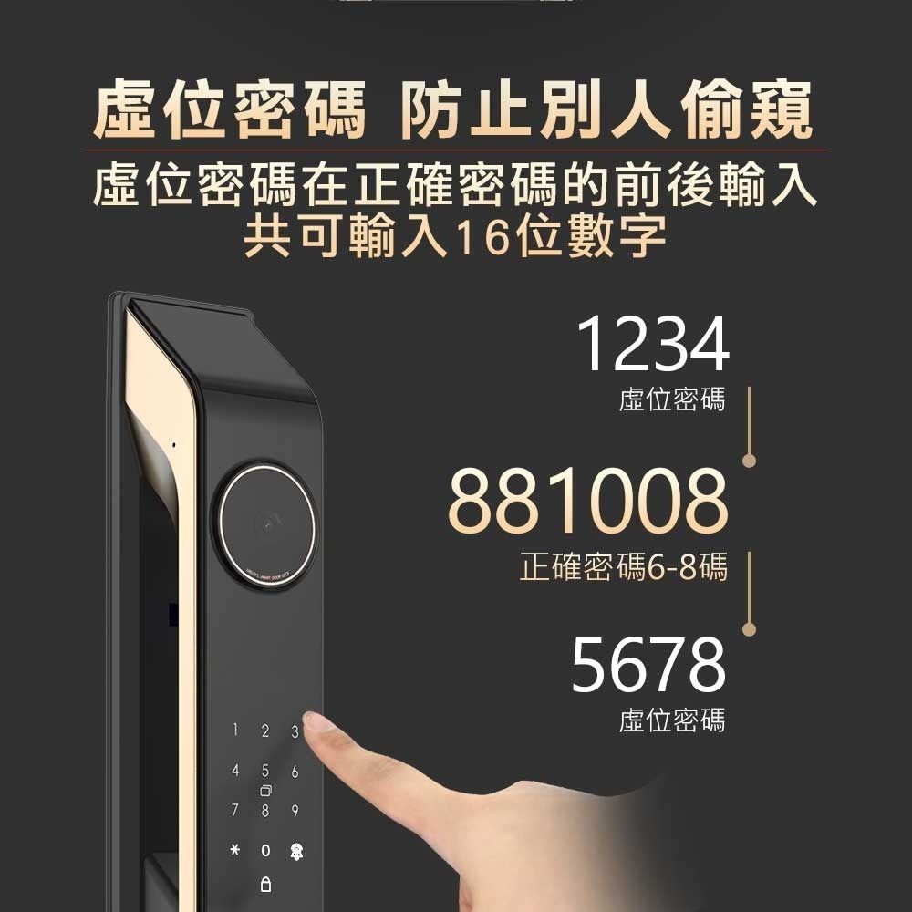 台熱牌推拉式電子鎖F1(掌靜脈/人臉/指紋/密碼/卡片/鑰匙/APP遠端/雙向通話)(附基本安裝)-細節圖9
