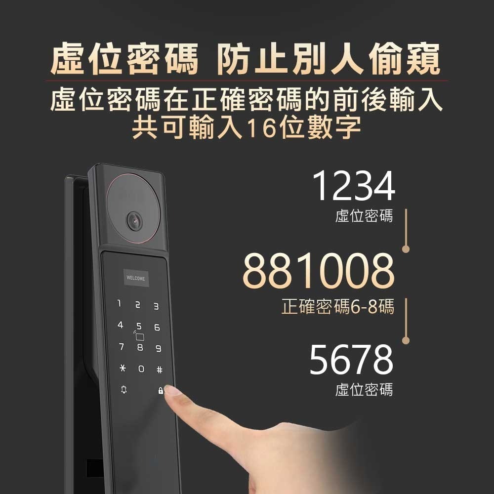 台熱牌推拉式電子鎖V1(人臉/指靜脈/密碼/卡片/鑰匙/APP遠端/雙向通話)(附基本安裝)-細節圖9