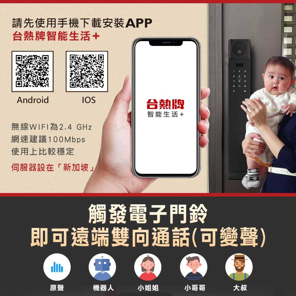 台熱牌推拉式電子鎖V1(人臉/指靜脈/密碼/卡片/鑰匙/APP遠端/雙向通話)(附基本安裝)-細節圖11