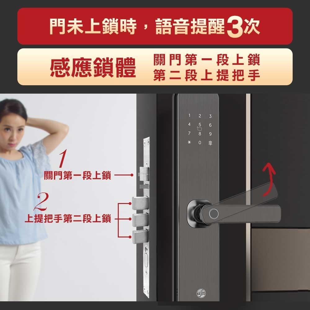 台熱牌把手式電子鎖H1(指紋/密碼/卡片/鑰匙/APP遠端開門)(附基本安裝)-細節圖9