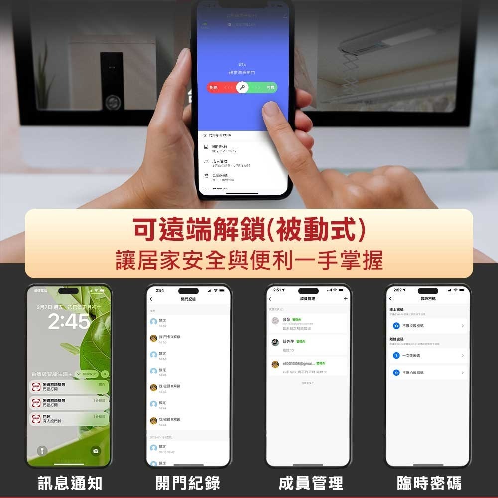 台熱牌把手式電子鎖H1(指紋/密碼/卡片/鑰匙/APP遠端開門)(附基本安裝)-細節圖11