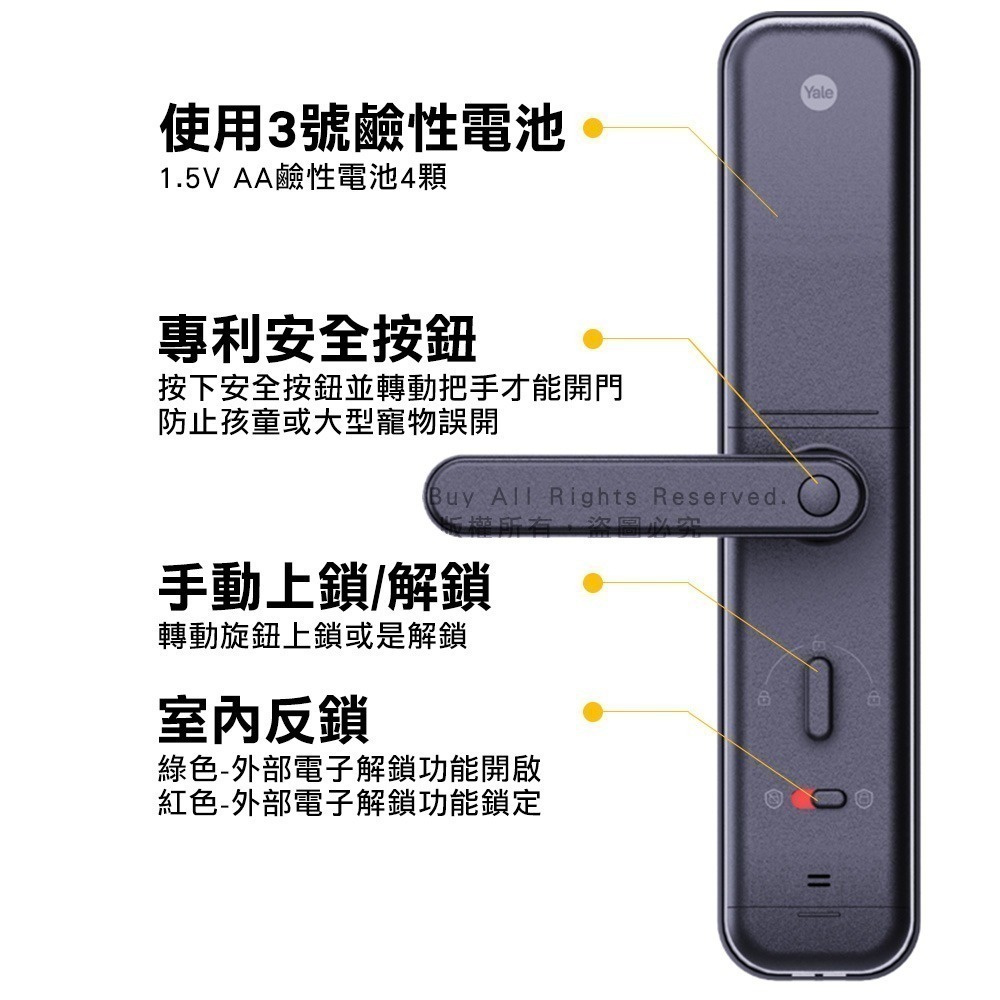 Yale耶魯 Byyou Pro手把型電子鎖(卡片/密碼/鑰匙/指紋/藍芽)(附基本安裝)-細節圖9