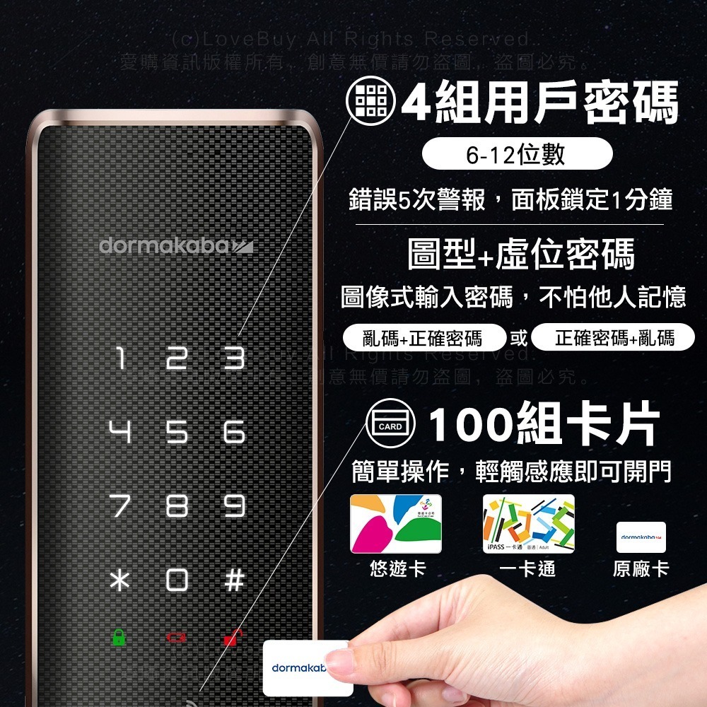 dormakaba ML770手把型電子鎖(指紋/卡片/密碼/鑰匙)(附基本安裝)-細節圖4