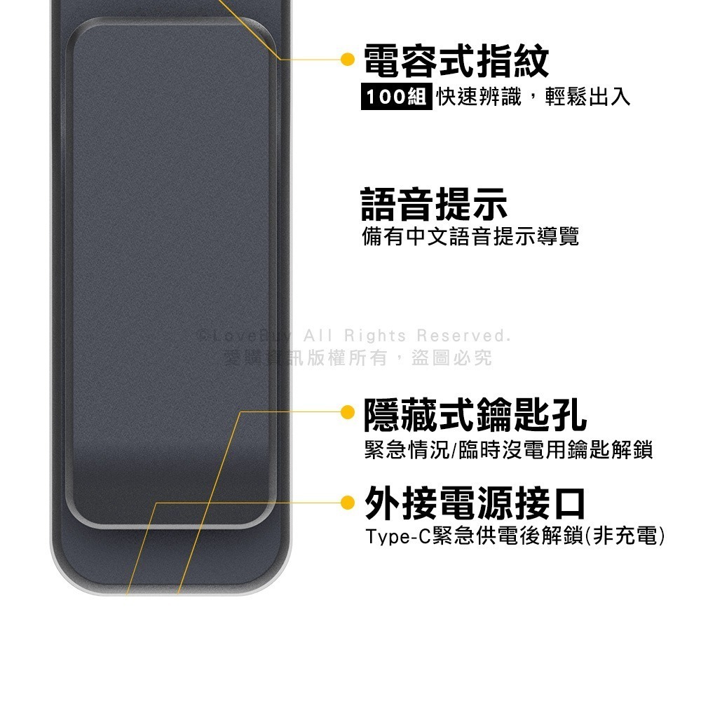Yale耶魯 Hera Pro推拉式電子鎖(卡片/密碼/鑰匙/指紋)(附基本安裝)-細節圖6