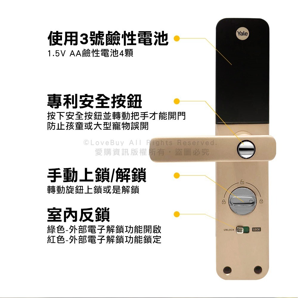 Yale耶魯 YDM5565手把型電子鎖(卡片/密碼/鑰匙/藍牙)(附基本安裝)-細節圖6
