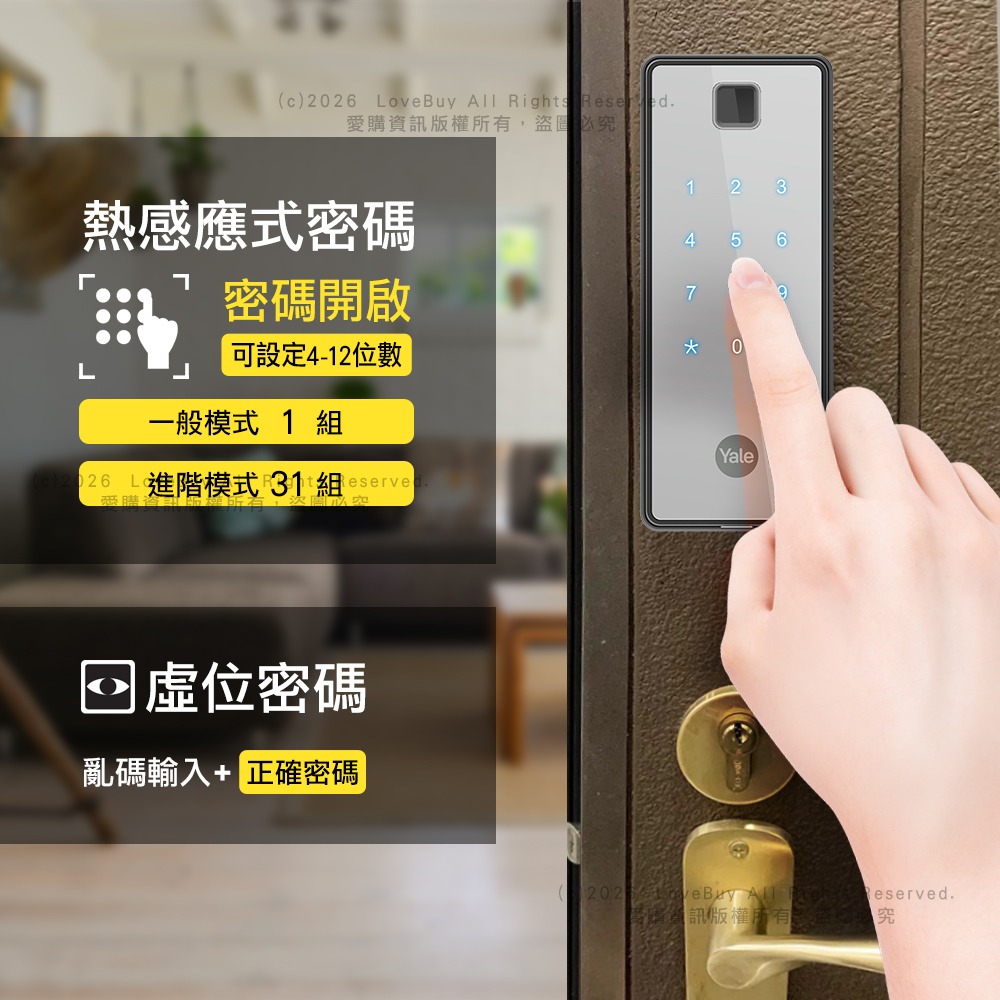 Yale耶魯 Reflecta Bio H電子輔助鎖(指紋/密碼/卡片)(附基本安裝)-細節圖5