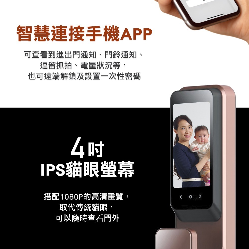 3E小島快鎖TT 4吋大螢幕推拉式電子鎖(人臉/掌靜脈/密碼/卡片/鑰匙/指紋/主動遠端)(附基本安裝)-細節圖5