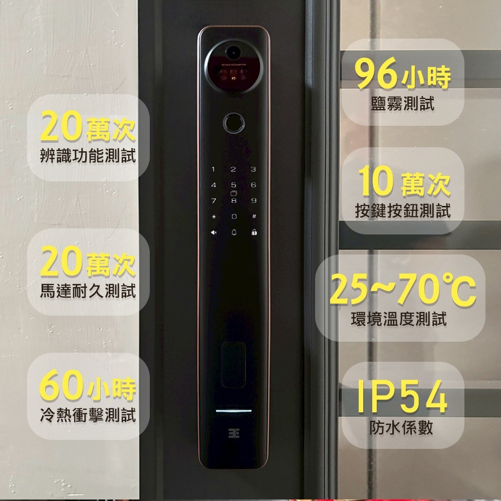 3E小島快鎖TT 4吋大螢幕推拉式電子鎖(人臉/掌靜脈/密碼/卡片/鑰匙/指紋/主動遠端)(附基本安裝)-細節圖9