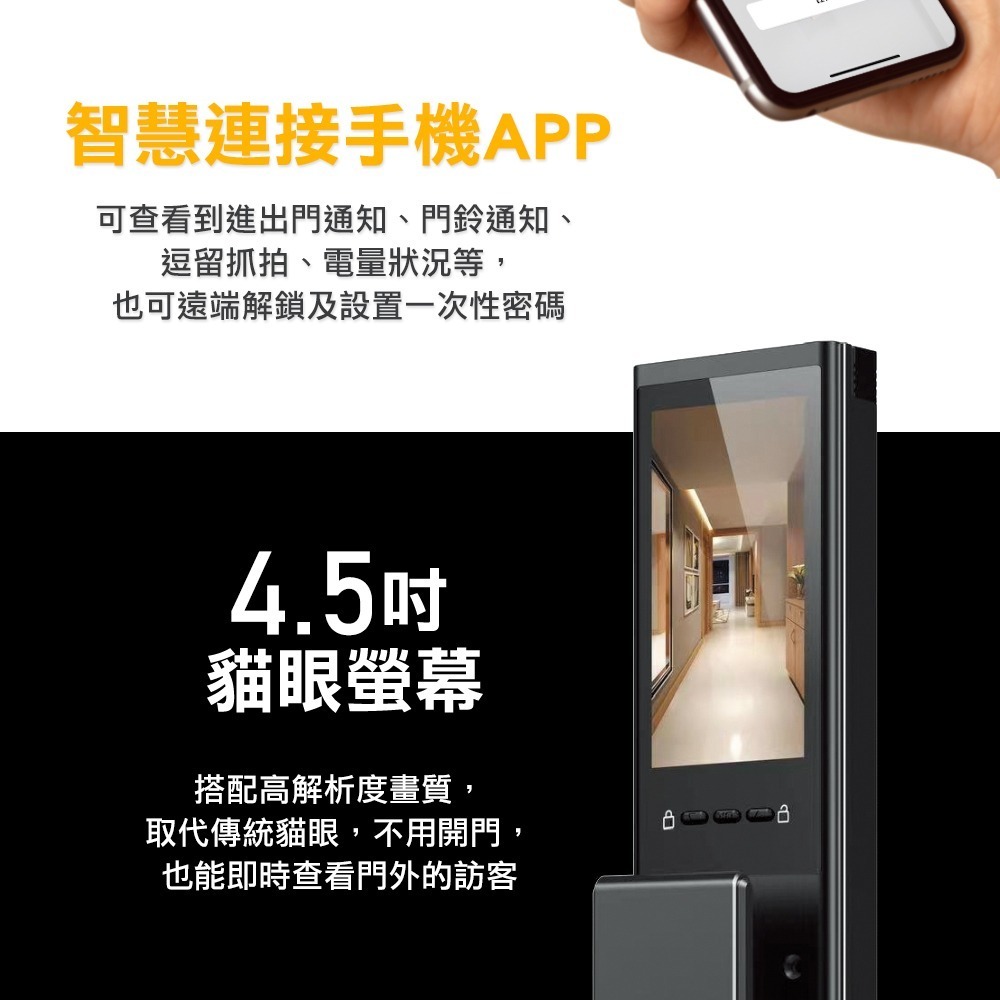 3E小島快鎖TK 推拉式電子鎖(人臉/掌靜脈/密碼/卡片/鑰匙/指紋/主動遠端)(附基本安裝)-細節圖5