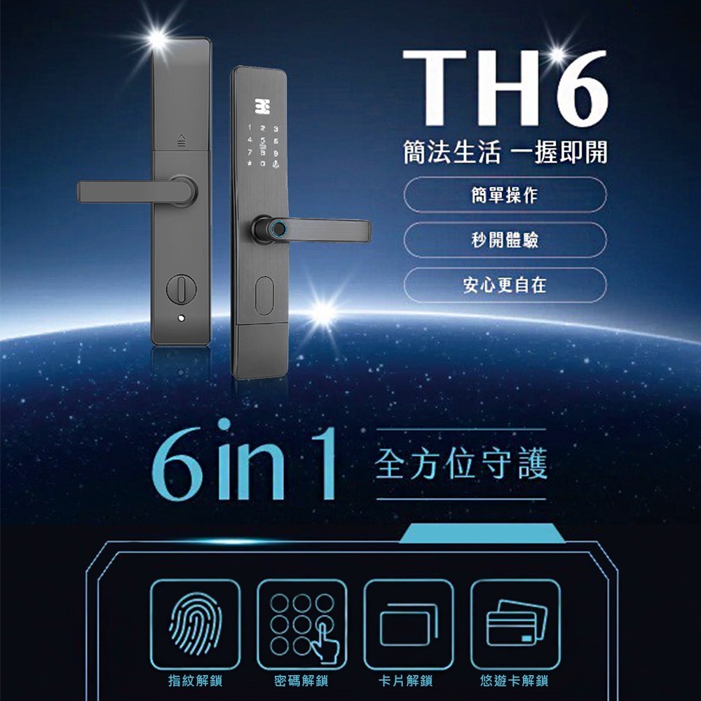 3E小島快鎖TH6手把型電子鎖(密碼/卡片/鑰匙/指紋/被動遠端)(附基本安裝)-細節圖2