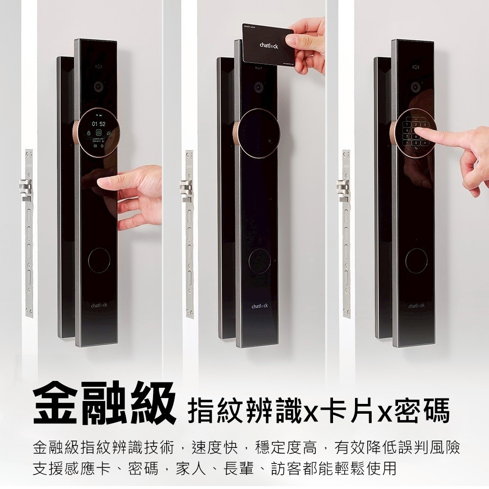 Chatlock AI99日本製推拉式電子鎖(人臉/掌靜脈/密碼/卡片/鑰匙/指紋/主動貓眼)(附基本安裝)-細節圖8