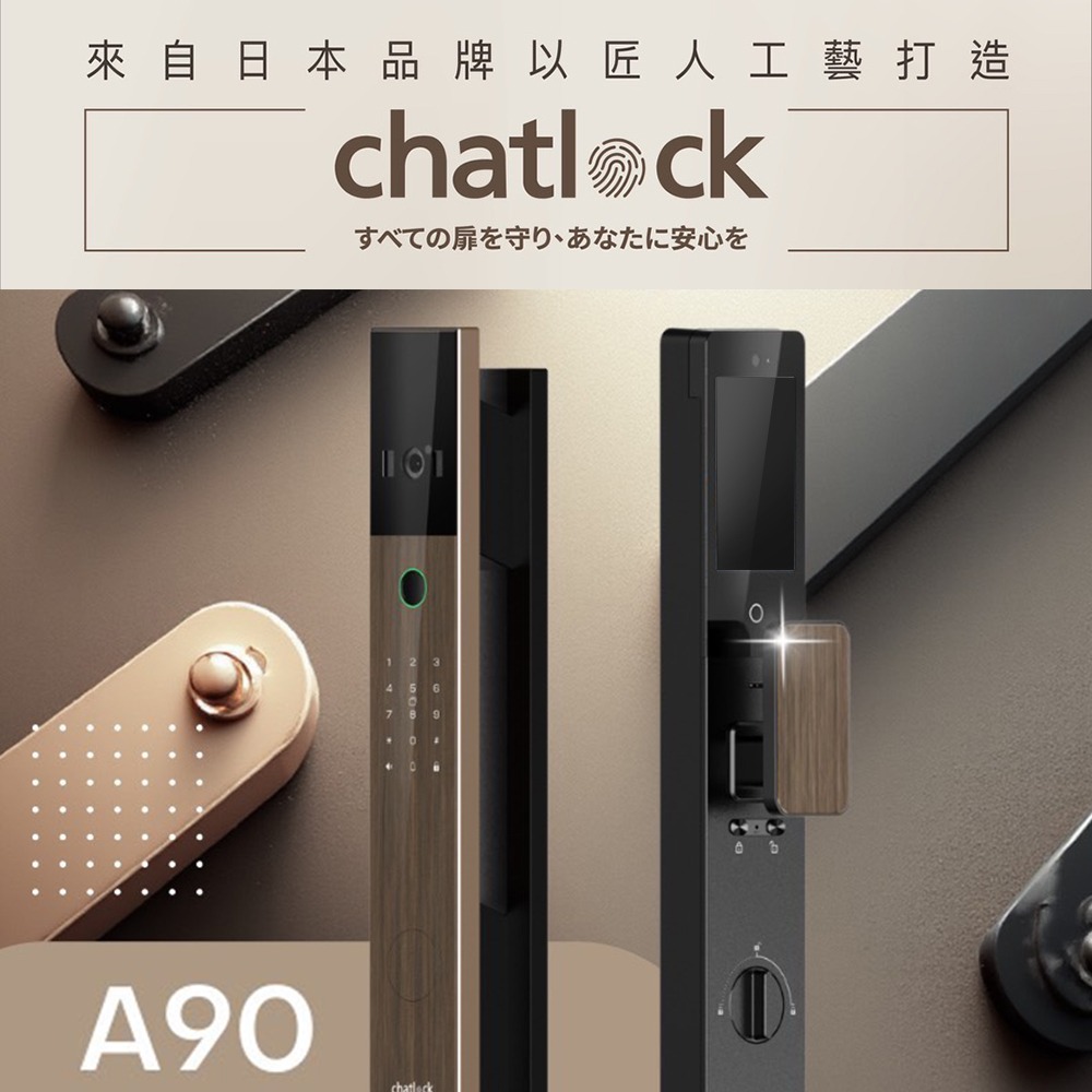 Chatlock A90日本製推拉式電子鎖(人臉/掌靜脈/密碼/卡片/鑰匙/指紋/主動貓眼)(附基本安裝)-細節圖2