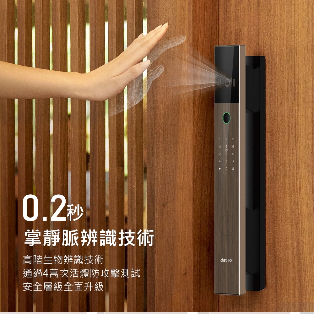 Chatlock A90日本製推拉式電子鎖(人臉/掌靜脈/密碼/卡片/鑰匙/指紋/主動貓眼)(附基本安裝)-細節圖7