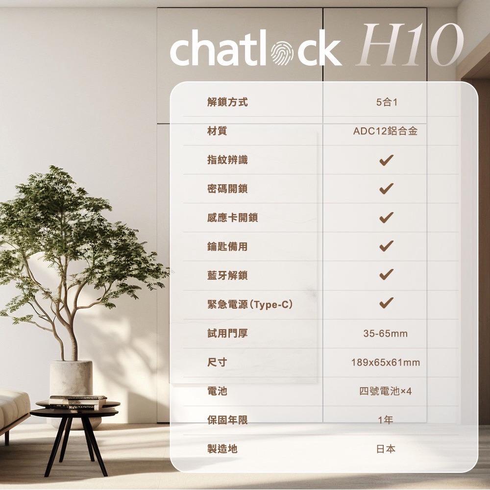Chatlock H10日本製把手輔助電子鎖(密碼/卡片/鑰匙/指紋/藍芽)(附基本安裝)-細節圖10