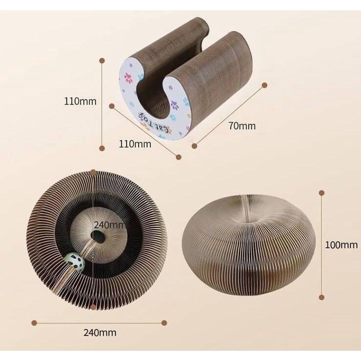 貓抓板 風琴魔術貓抓板 百變造型 變形DIY可拼接貓抓板圓形貓抓板魔術貓抓板風琴貓抓板瓦楞紙 [仙貓倉庫]-細節圖4