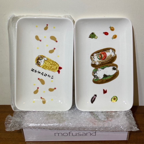 【mofusand】方形陶瓷盤組-吃飽躺平款