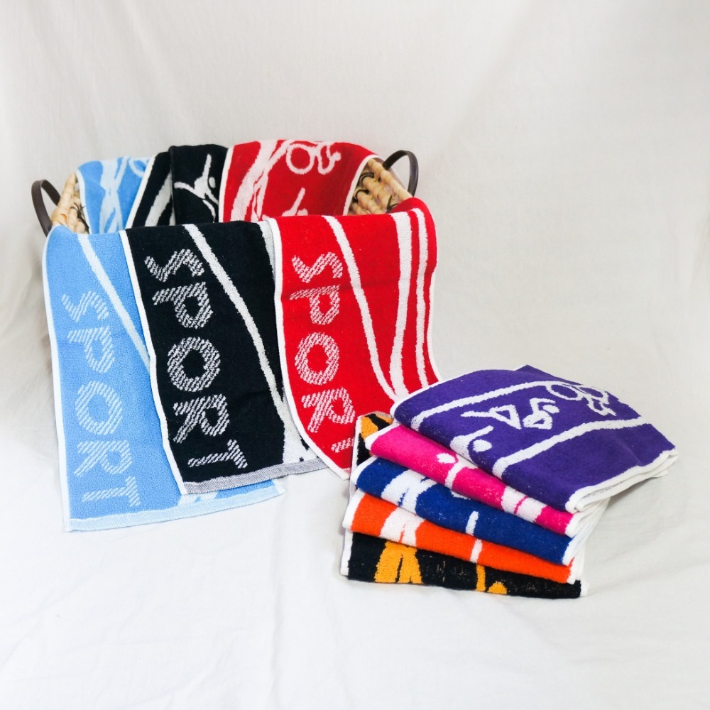 SPORT雙色提花運動毛巾(22*100公分)，雲林虎尾製造 多色可挑  獨立單條包裝/純棉/健身房毛巾/登山毛巾-細節圖3