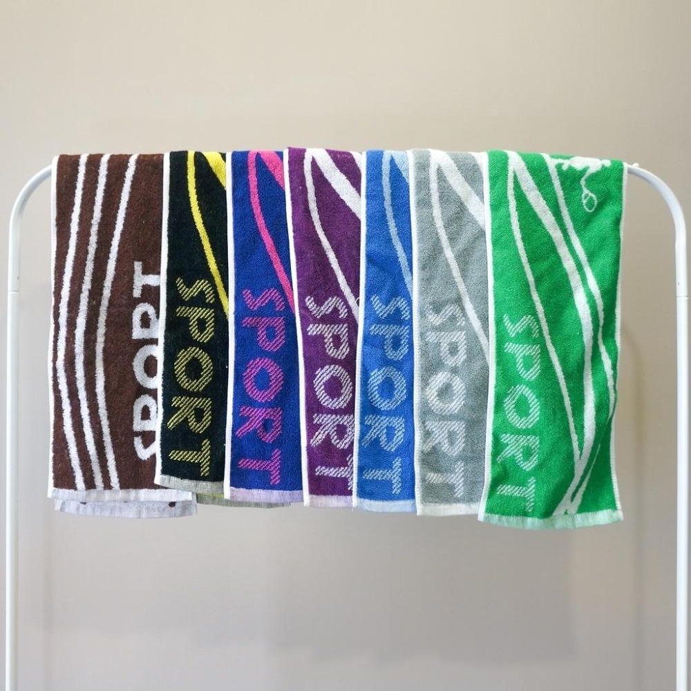 SPORT雙色提花運動毛巾(22*100公分)，雲林虎尾製造 多色可挑  獨立單條包裝/純棉/健身房毛巾/登山毛巾-細節圖2