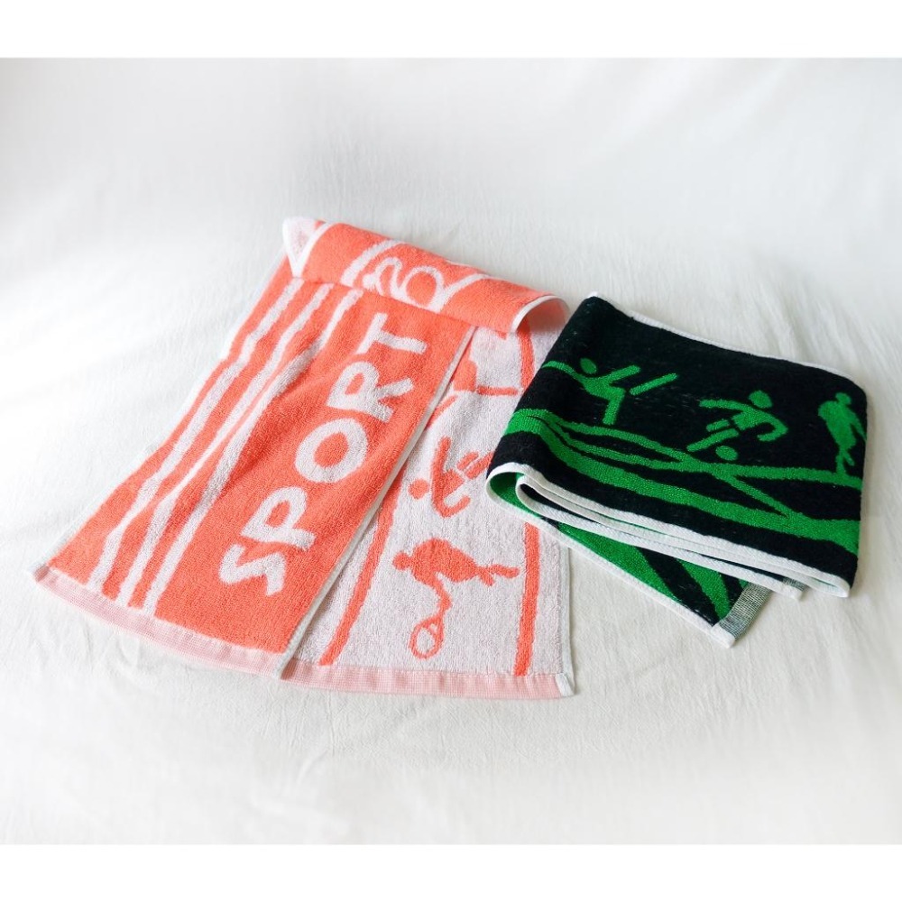 SPORT雙色提花運動毛巾(22*100公分)，雲林虎尾製造 多色可挑  獨立單條包裝/純棉/健身房毛巾/登山毛巾-細節圖3