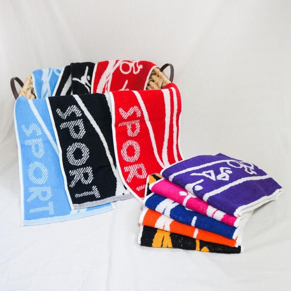 SPORT雙色提花運動毛巾(22*100公分)，雲林虎尾製造 多色可挑  獨立單條包裝/純棉/健身房毛巾/登山毛巾-細節圖6