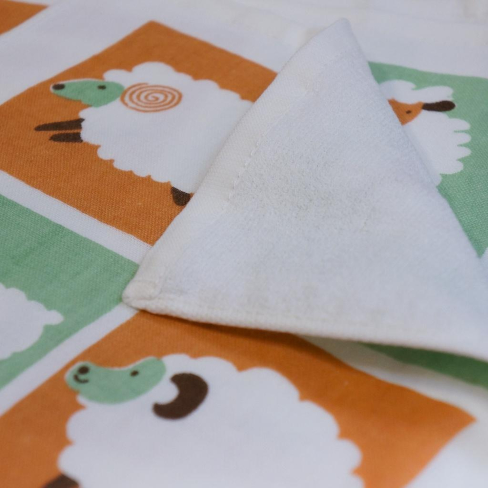 台灣製造100%純棉=(綿羊C)紗布方巾 透氣快乾(一面棉紗一面紗布)-細節圖3