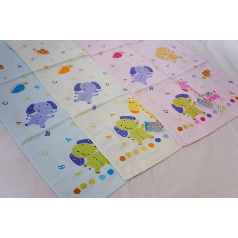 台灣製造=大象長頸鹿紗布童巾(一面棉紗一面紗布)-細節圖2