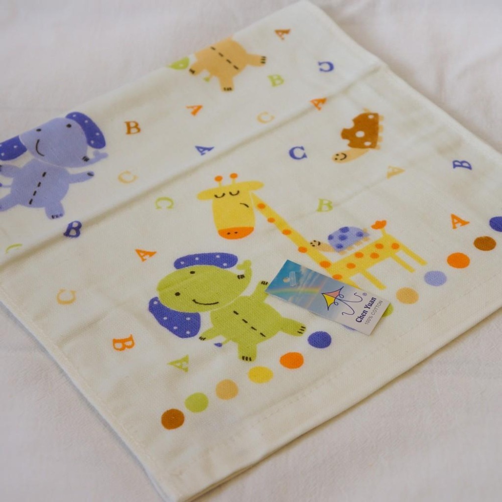 台灣製造=大象長頸鹿紗布童巾(一面棉紗一面紗布)-細節圖6