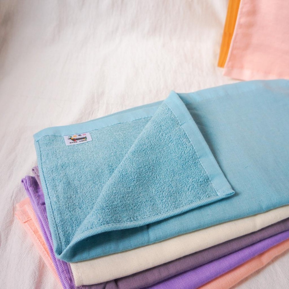台灣製造={5色}素面紗布毛巾(一面棉紗一面紗布)33*77cm 100％純棉-細節圖3