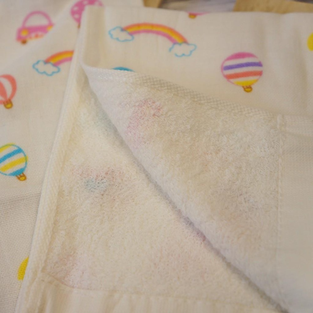 台灣製造=熱氣球紗布毛巾(一面棉紗一面紗布)33*77cm-細節圖3