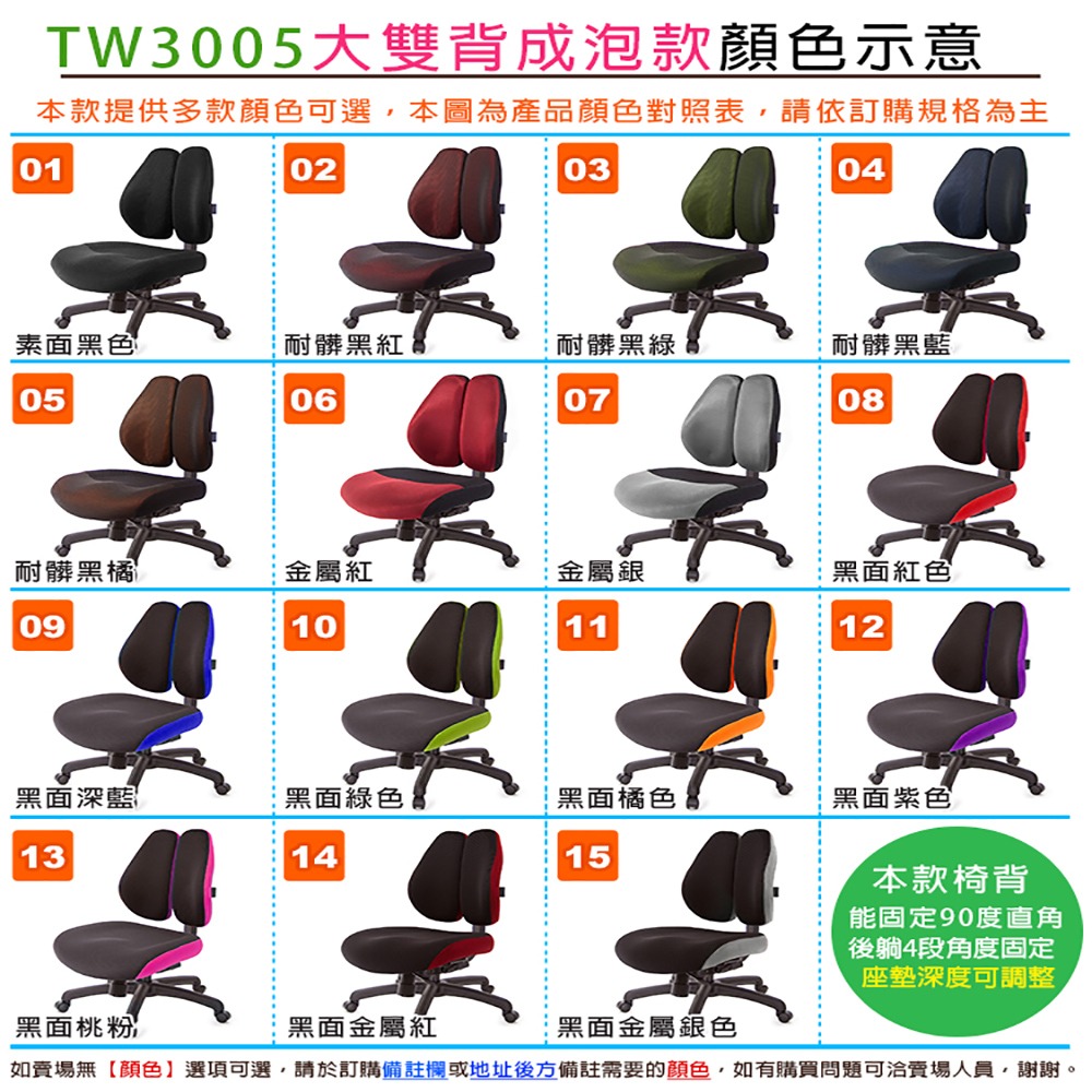 GXG 低雙背DUO KING 工學椅(鋁腳/無扶手)  型號3005 LUNH-細節圖3