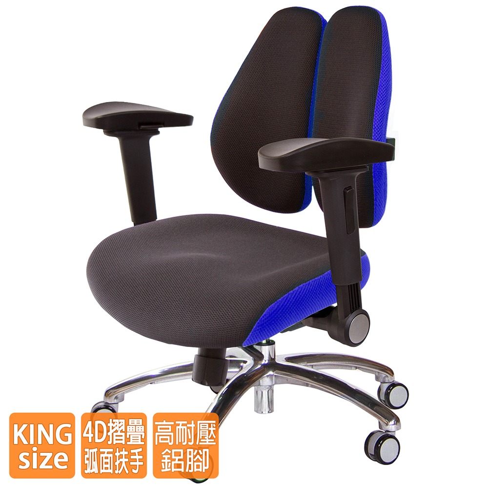GXG 低雙背DUO KING 工學椅(鋁腳/4D弧面摺疊手)  型號3005LU1D-細節圖2