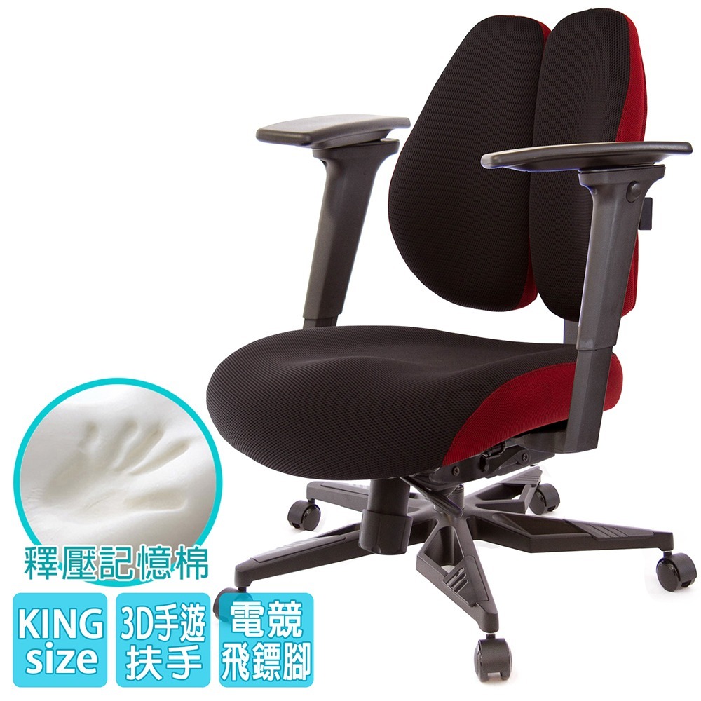GXG 記憶棉 DUO KING 雙背工學椅(電競腳/3D手遊休閒扶手)  型號3007 KG9M-細節圖2