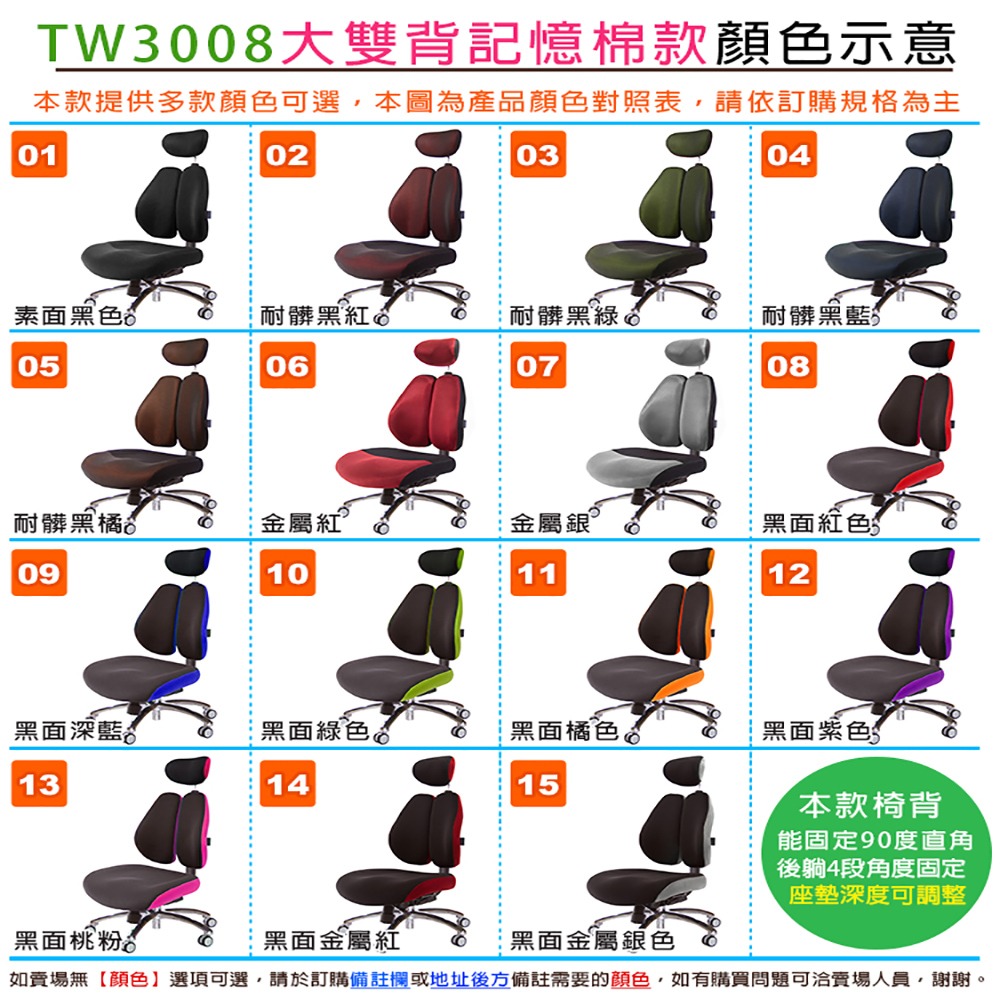 GXG 記憶棉 DUO KING 雙背工學椅(無扶手) 型號3008 EANH-細節圖4
