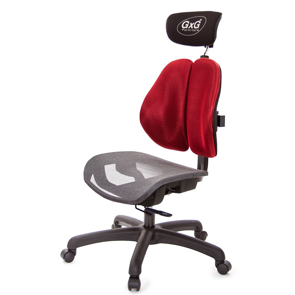 GXG 雙軸枕 雙背工學椅(無扶手) 中灰網座 型號2706 EANH-規格圖5