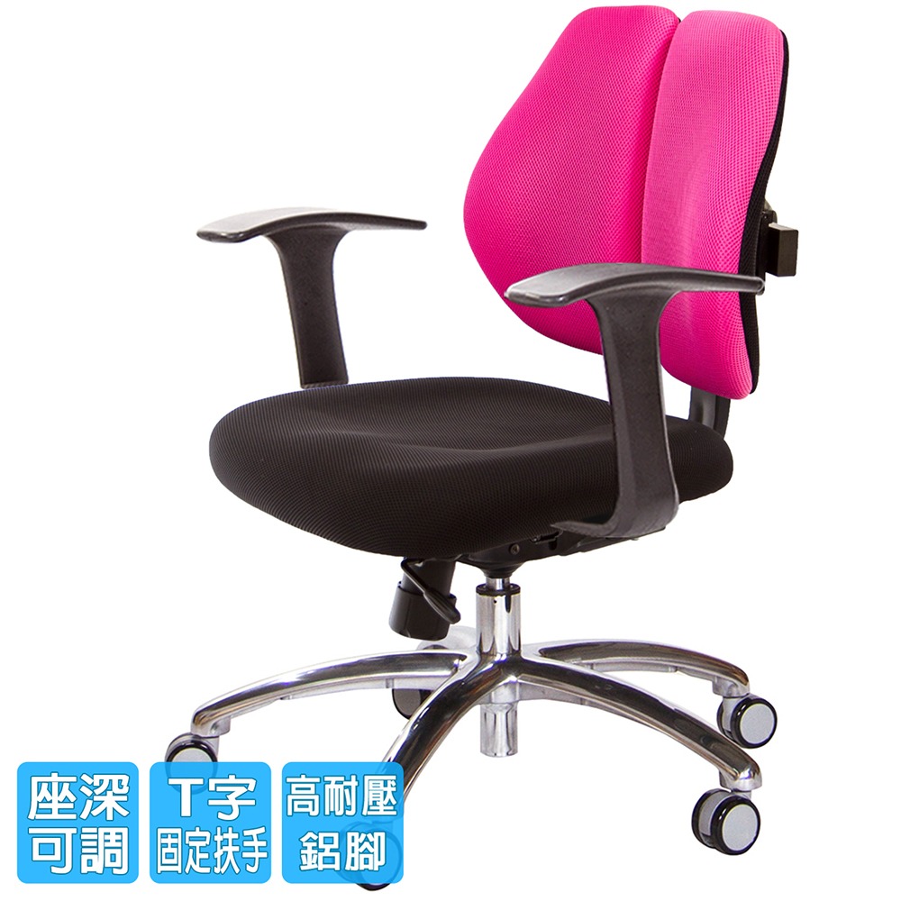 GXG 低雙背 工學椅(鋁腳/T字扶手)  型號2605 LU-細節圖2