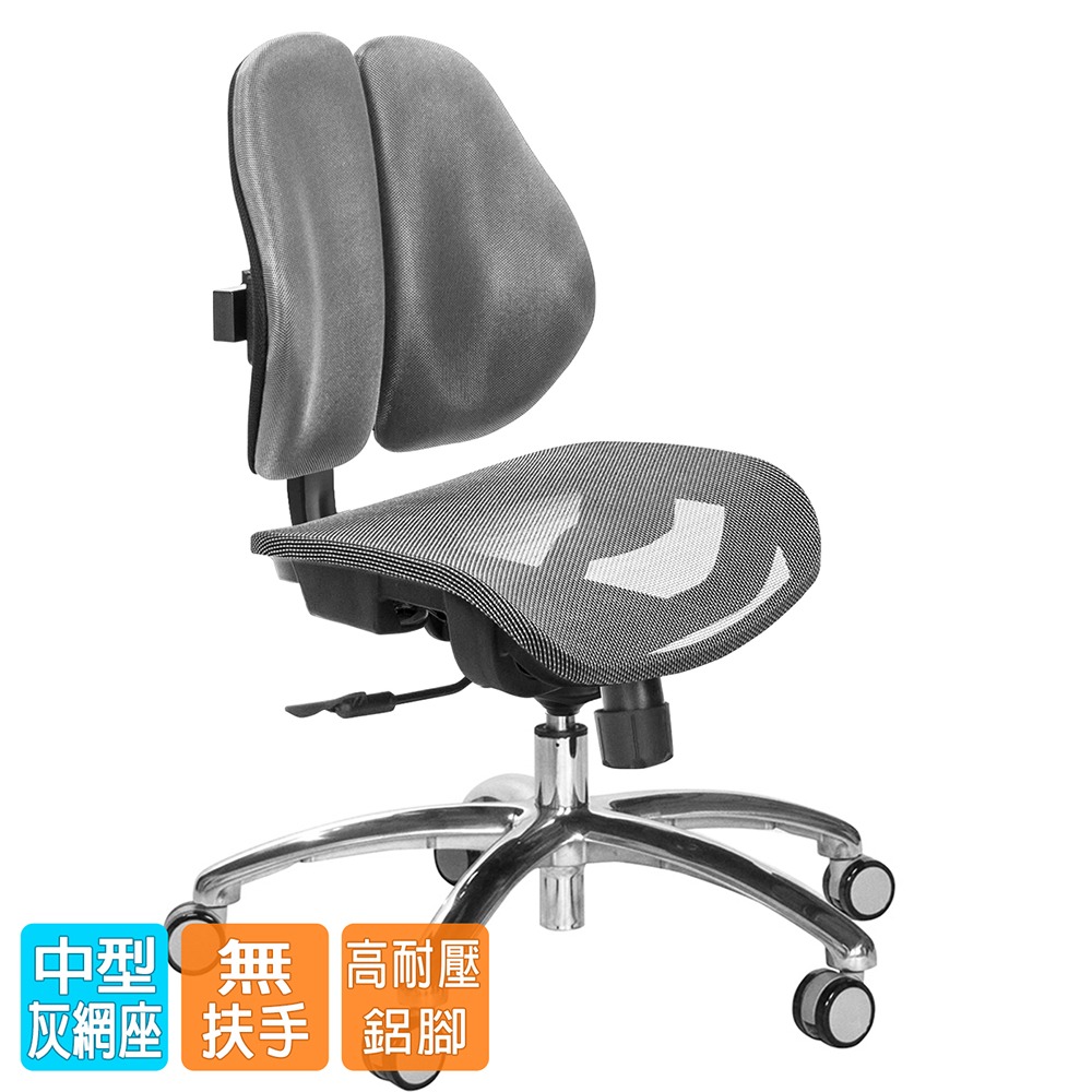 GXG 低雙背網座 電腦椅(鋁腳/無扶手)  型號2803 LUNH-細節圖2