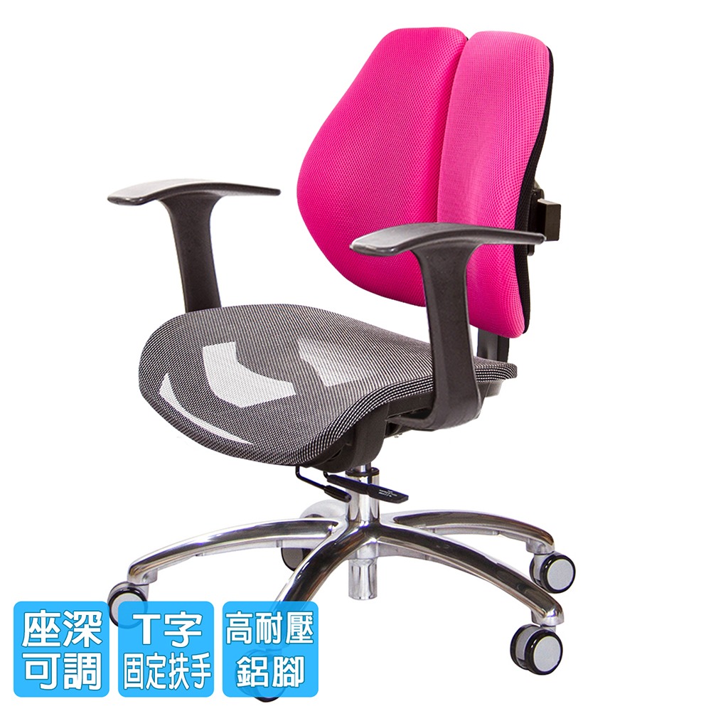 GXG 低雙背網座 工學椅(鋁腳/T字扶手)  型號2805 LU-細節圖2