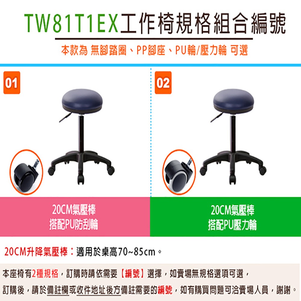 GXG 立體泡棉 圓凳 工作椅(塑膠腳/防刮輪)  型號81T1 EX-細節圖3