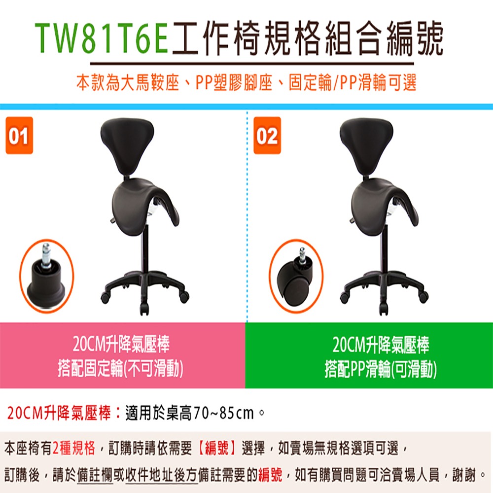 GXG 大馬鞍 工作椅加椅背/ 可前傾(塑膠腳) 型號81T6 E-細節圖3