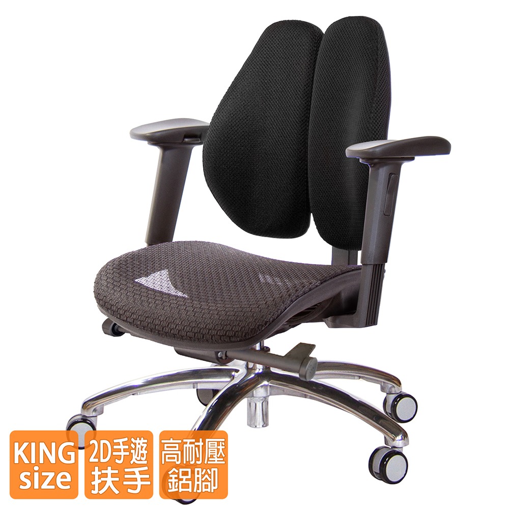 GXG 大網座 低雙背工學椅(鋁腳/2D手遊休閒扶手)  型號3075 LU2JM-細節圖2