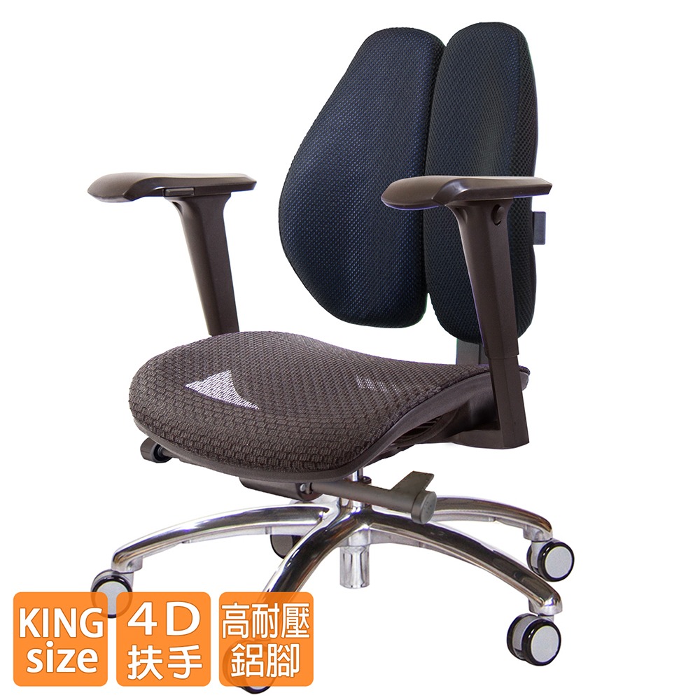 GXG 大網座 低雙背工學椅(鋁腳/4D升降扶手)  型號3075 LU3-細節圖2