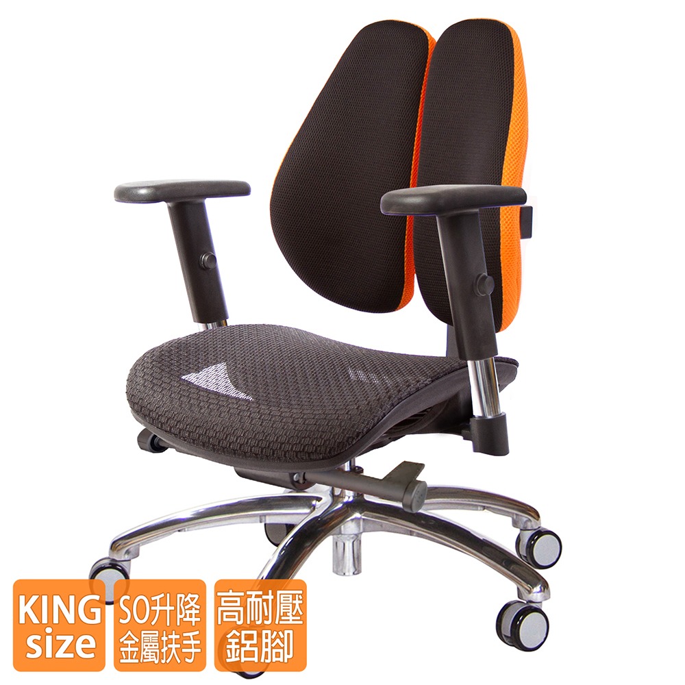 GXG 大網座 低雙背工學椅(鋁腳/SO金屬扶手)  型號3075 LU5-細節圖2