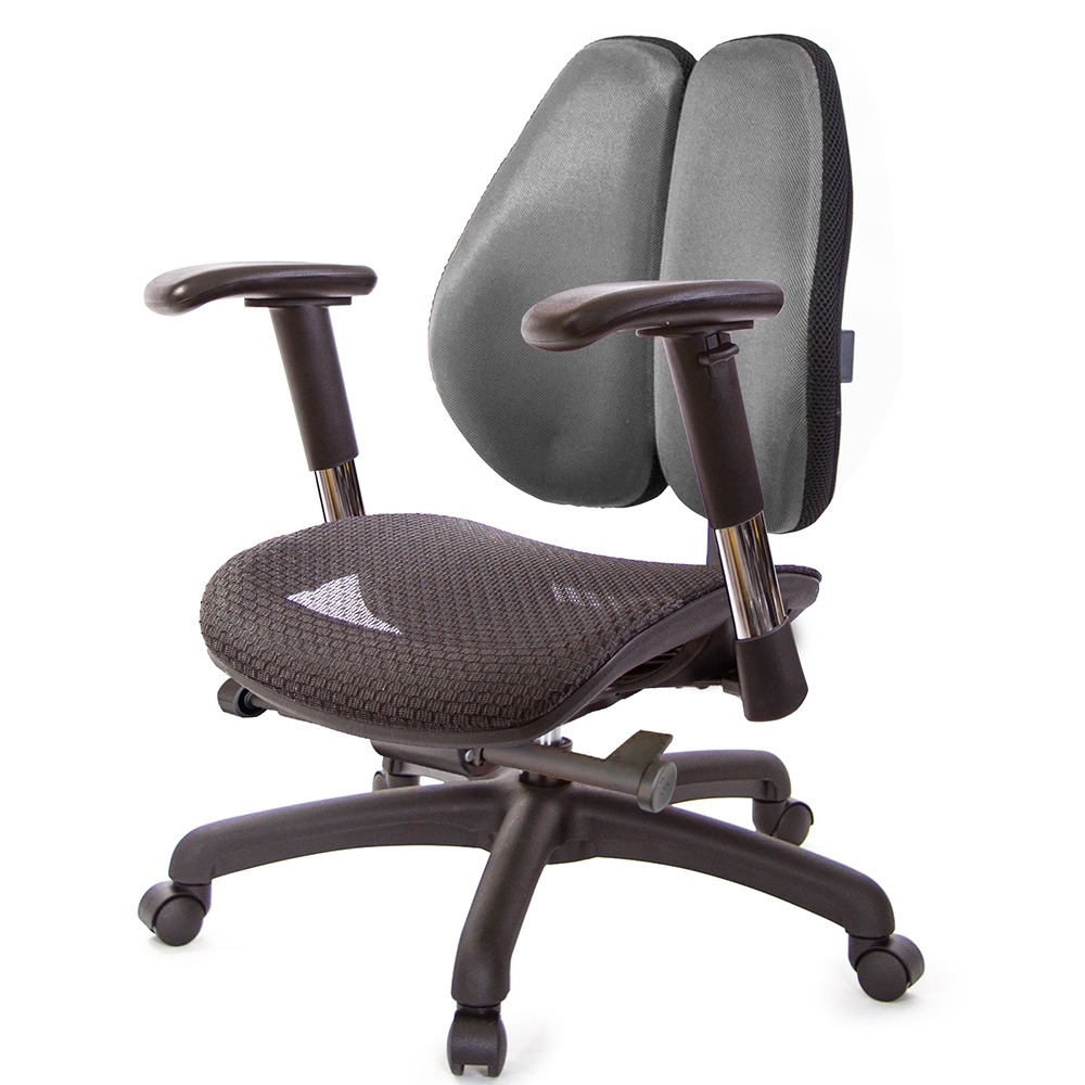 GXG 大網座 低雙背工學椅(2D滑面金屬扶手)  型號3075 E6-規格圖6