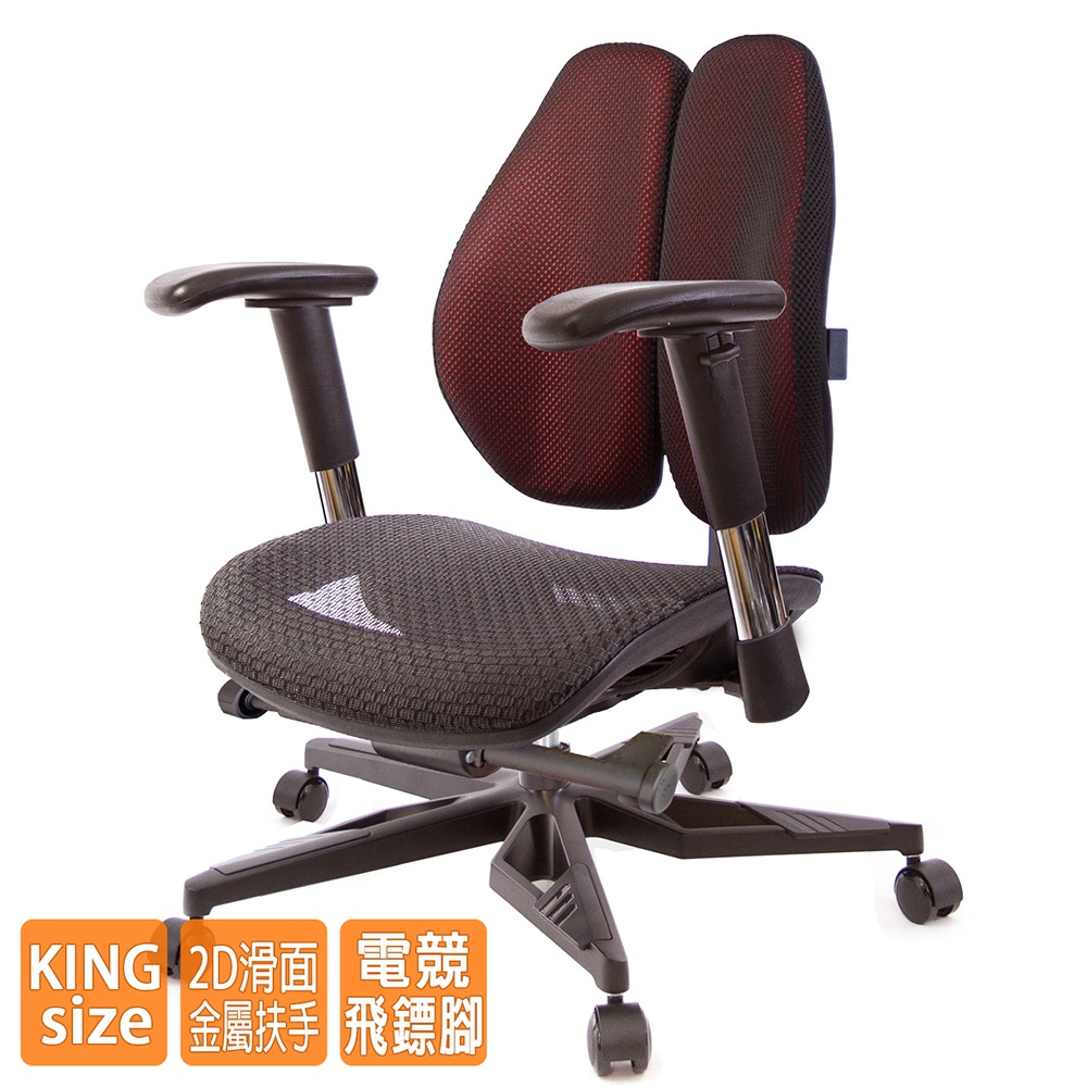 GXG 大網座 低雙背工學椅(電競腳/2D滑面金屬扶手)  型號3075 KG6-細節圖2